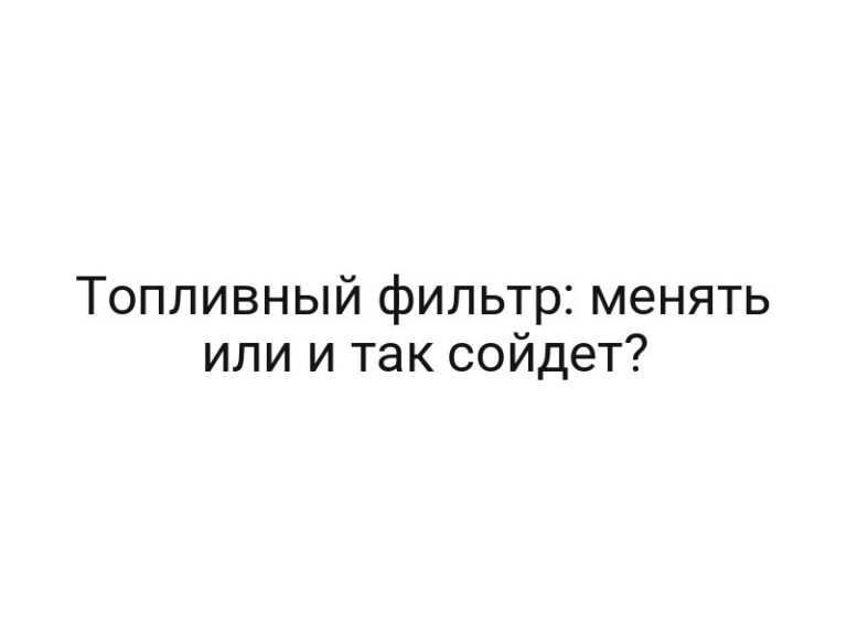 Топливный фильтр: менять или и так сойдет?